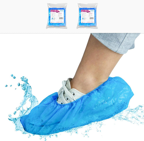 ARNOMED Einweg Schuhüberzieher - 200 Stück | Wasserdichte CPE Überschuhe, Latexfrei - Ideale Schuhschutz für Baustellen und Regen