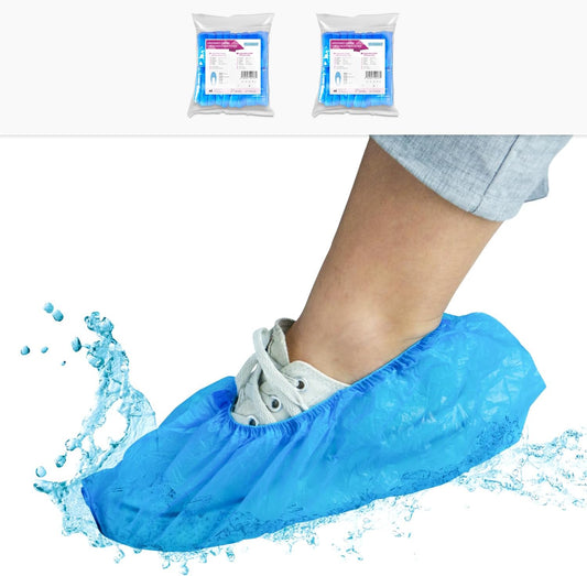 ARNOMED Einweg Schuhüberzieher - 200 Stück | Wasserdichte CPE Überschuhe, Latexfrei - Ideale Schuhschutz für Baustellen und Regen
