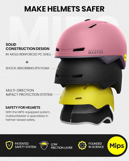 Outdoormaster MIPS Skihelm & PRO Skibrille Set - Verstellbarer Snowboardhelm für Männer, Frauen & Junioren