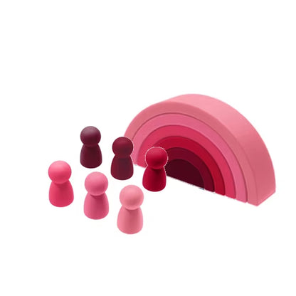 TYRY.HU BPA Free Rainbow Silicone Baby Building Blocks - 6-10 Pcs Soft 3D Educational Montessori Toys & Teething Gifts for Kids