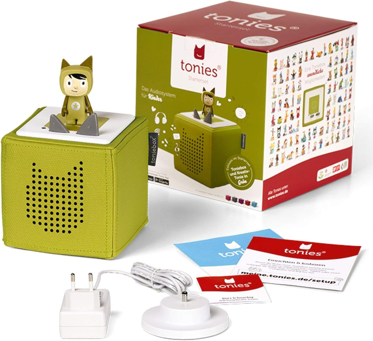 Tonies Toniebox Starter Set - Kid-Friendly Audioplayer with Creative Figure, 7-Hour Battery Life, and Wireless Music in Vibrant Green!