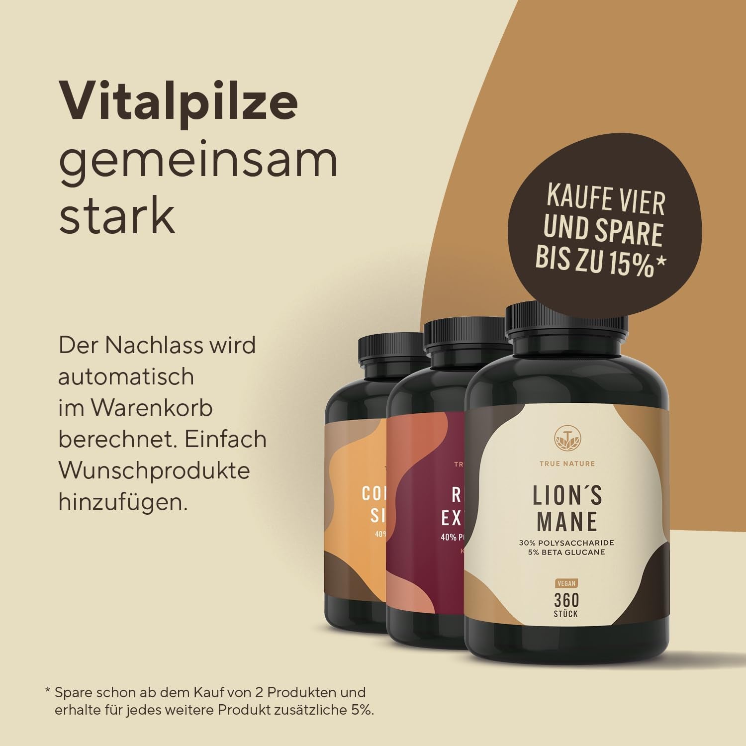 BIO Chaga Pilz Extrakt - 180 Kapseln - 1200Mg Bio Extrakt (10:1) 12.000Mg - 40% Polysaccharide - 30% Beta Glucane - Schiefer Schillerporling Pulver - Deutsche Produktion - TRUE NATURE®