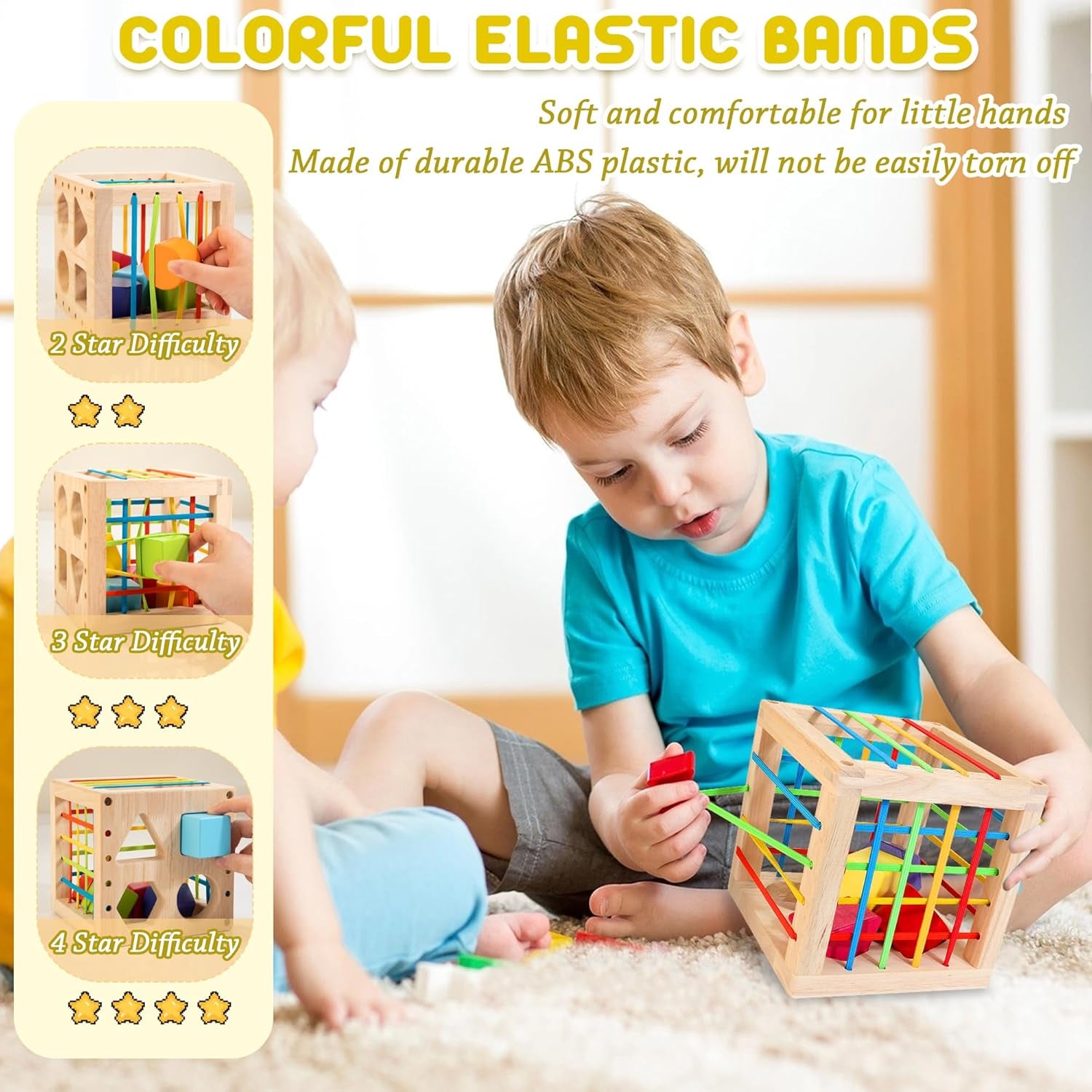 Montessori Holzspielzeug für Kleinkinder - Sensomotorisches Sortierspiel ab 1 Jahr, Ideales Geschenk für Jungen und Mädchen!