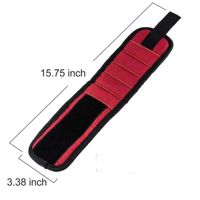 Magnetic Wristband Tool Holder for Screws, Nails, and Drilling Bits with Strong Magnets - Five Rows of Ten Magnets