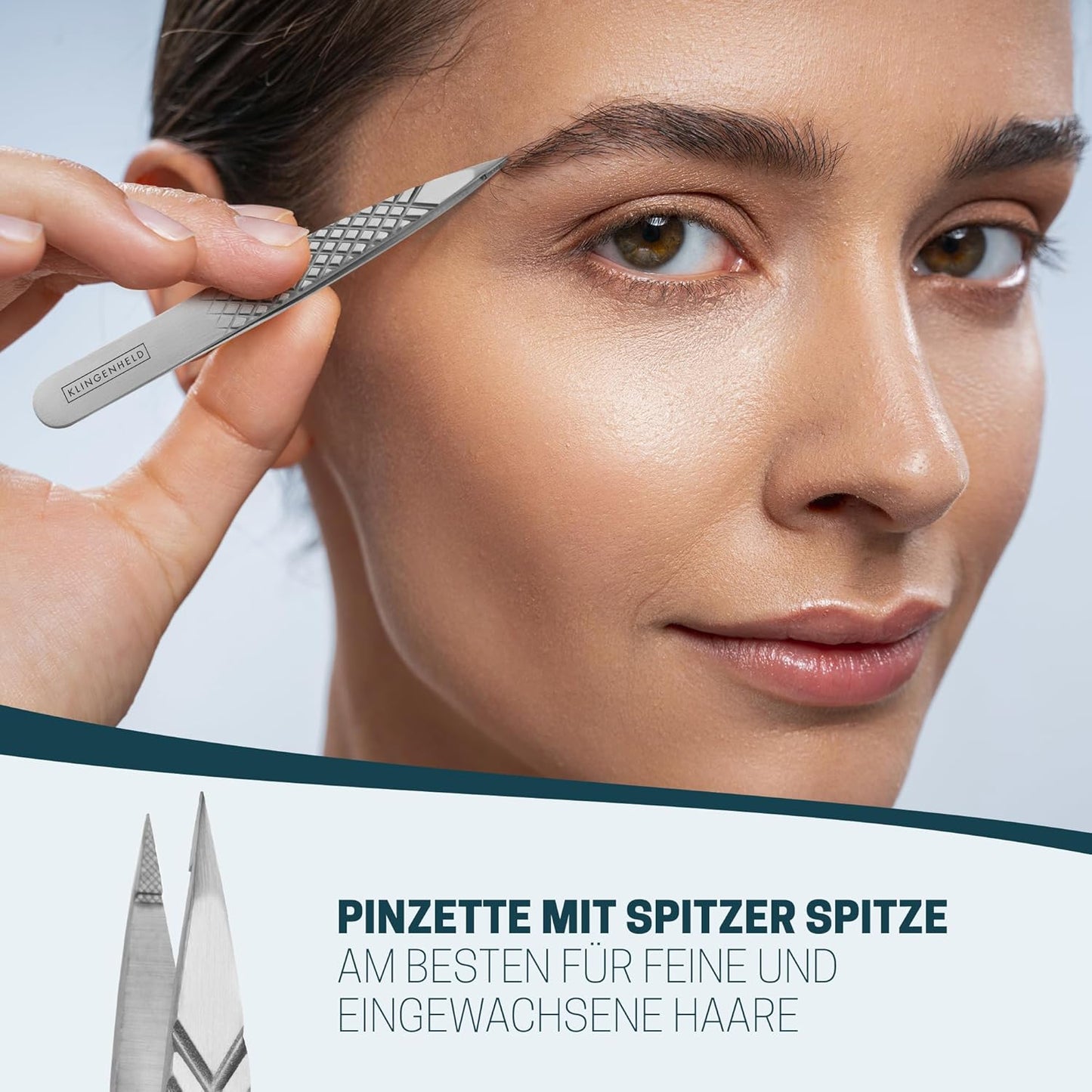 KLINGENHELD® Profi Pinzetten-Set Mit Comfortgrip-Spitzen & Anti-Rutsch Griff - Maximaler Halt & Höchste Präzision - Inkl. Baumwoll-Etui 100% Plastikfrei & Nachhaltig - Pinzette Augenbrauen Zupfen