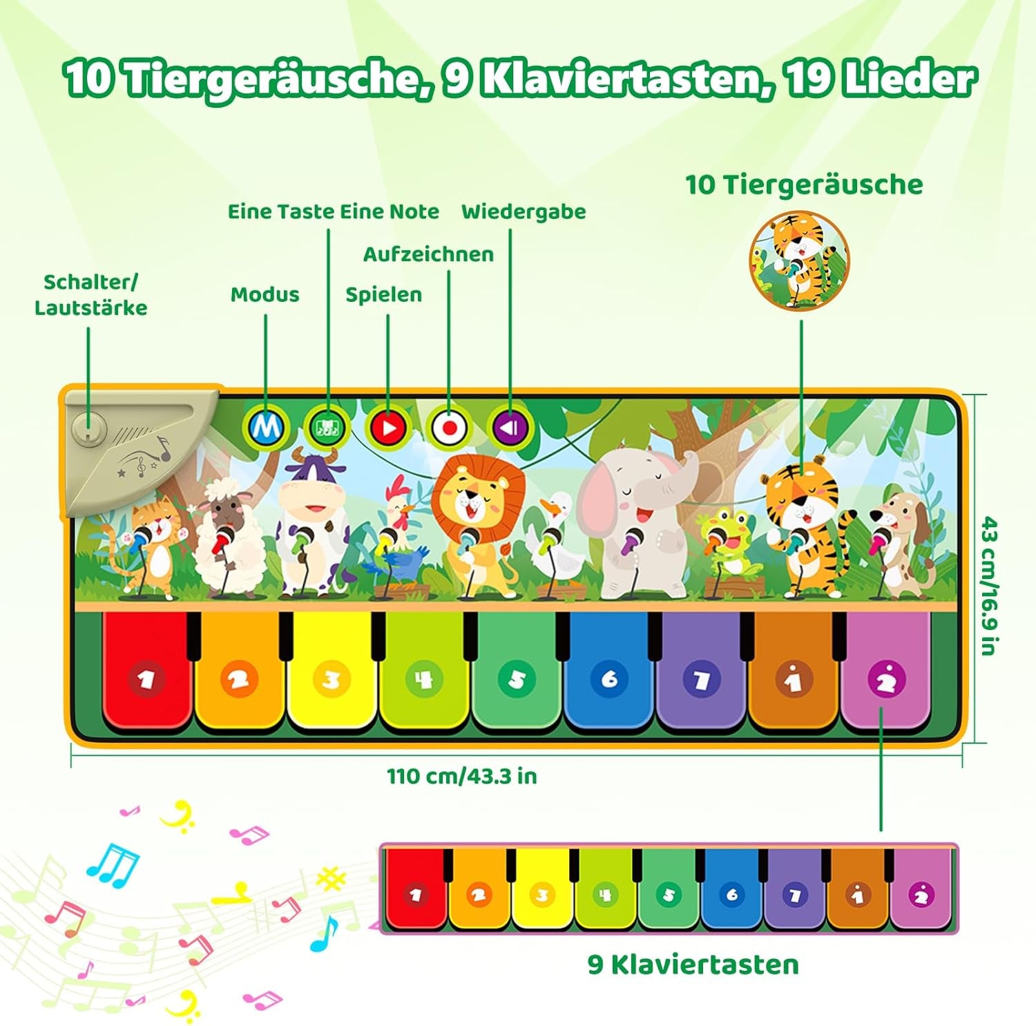 Enchanting Musical Play Mat for Babies 1 Year+ - 19 Songs & 10 Animal Sounds | Ideal Gift for Toddlers Aged 1-3 for Birthdays & Christmas!