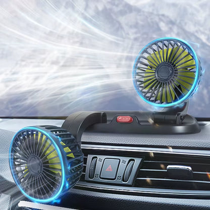 5V 12V 24V Car Cooling Fan 360° Adjustable Dual Head Air Fan 2-Speeds Automotive Electric Fan for Dashboard RV Truck Accessories