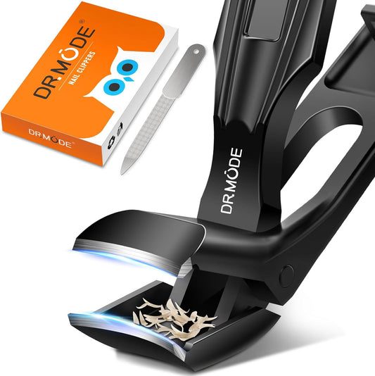 Winkelkopf Nagelknipser Für Senioren - DRMODE Ergonomischer Nagelknipser Fußnägel Nagelzwicker Für Dicke Nägel Premium Stahl- Nail Clipper Mit Auffangbehälter Für Männer Und Frauen Schwarz