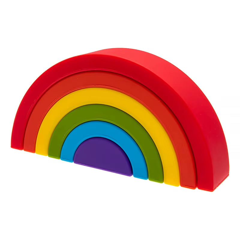 TYRY.HU BPA Free Rainbow Silicone Baby Building Blocks - 6-10 Pcs Soft 3D Educational Montessori Toys & Teething Gifts for Kids