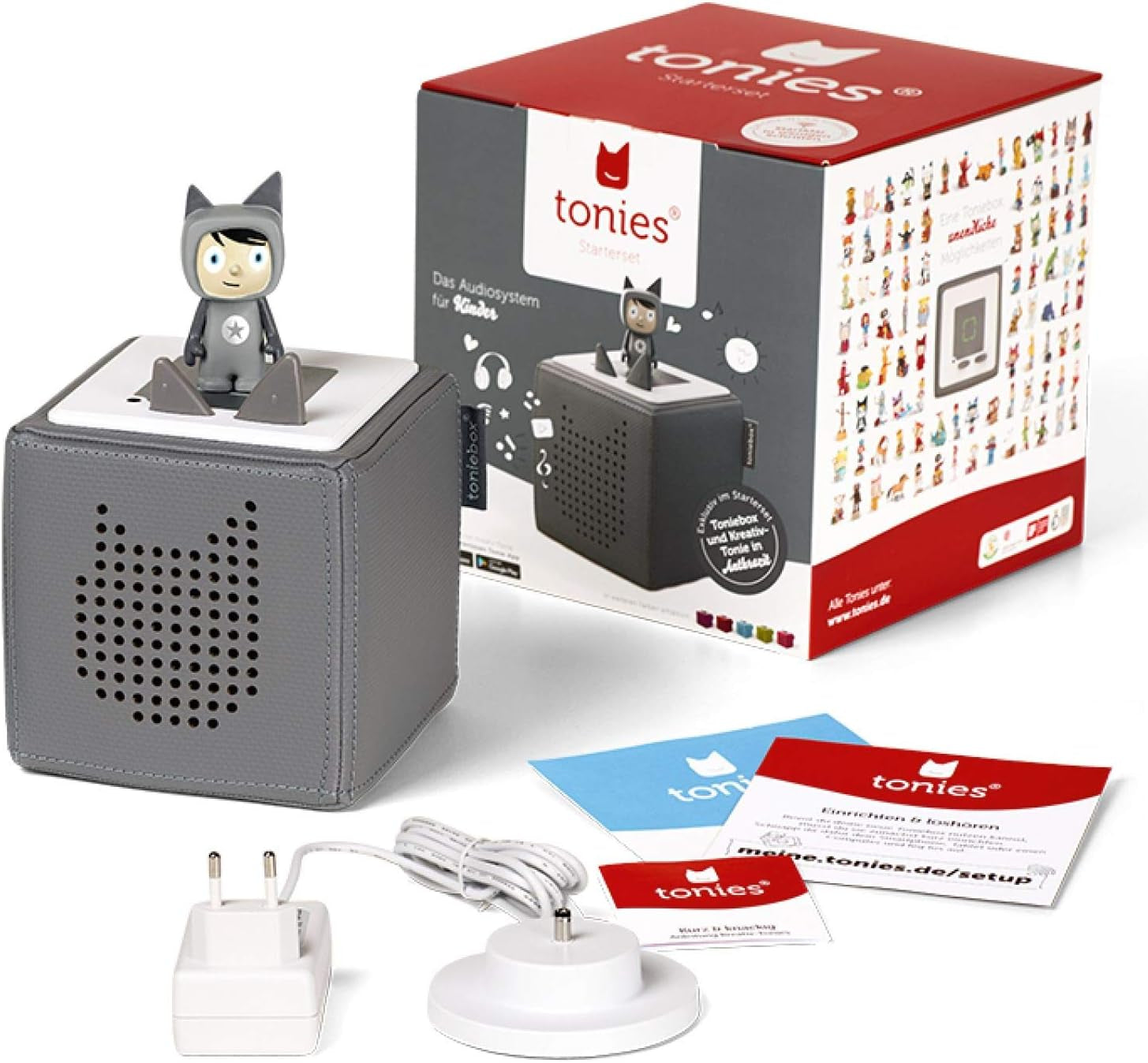 Toniebox Starter Set – Engaging Children's Audioplayer with 7-Hour Battery Life & Creative Figure in Anthracite