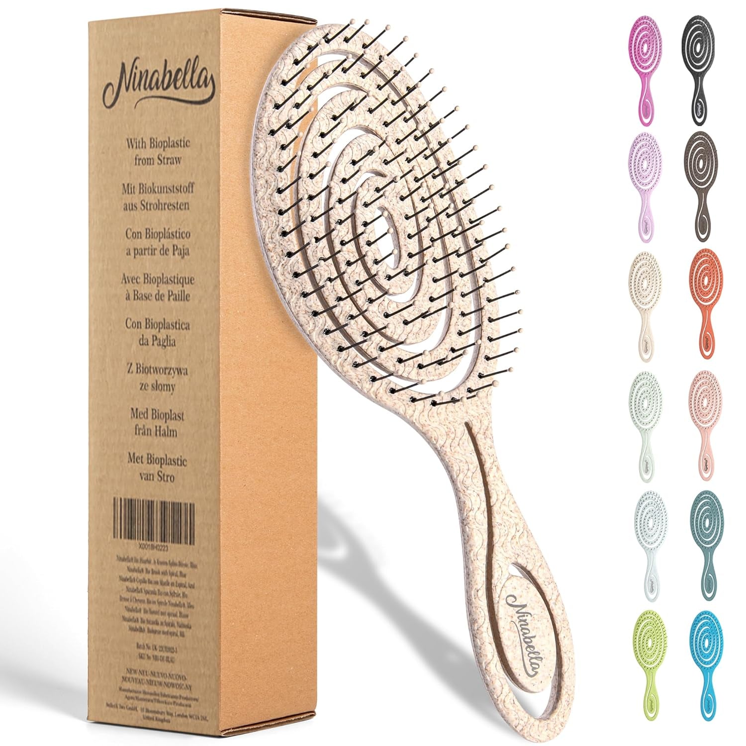Ninabella Entwirrbürste – Die umweltfreundliche Haarbürste für sanftes Entwirren von Locken und nassem Haar, ideal für die ganze Familie!