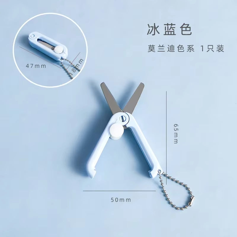 Mini Portable Folding Scissors - Morandi Design for Paper Cutting, Ideal for Office and School Use