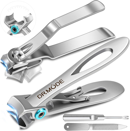 DRMODE Nagelknipser Set, Zehennagelknipser Für Dicke Nägel Mit Breiter Backenöffnung Und Scharf Gebogener Klinge, 360 Grad Drehbare Fingernagelknipser, Nagelschneider Mit Langem Griff Für Männer