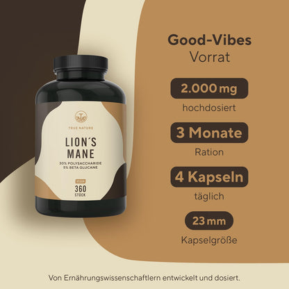 BIO Chaga Pilz Extrakt - 180 Kapseln - 1200Mg Bio Extrakt (10:1) 12.000Mg - 40% Polysaccharide - 30% Beta Glucane - Schiefer Schillerporling Pulver - Deutsche Produktion - TRUE NATURE®
