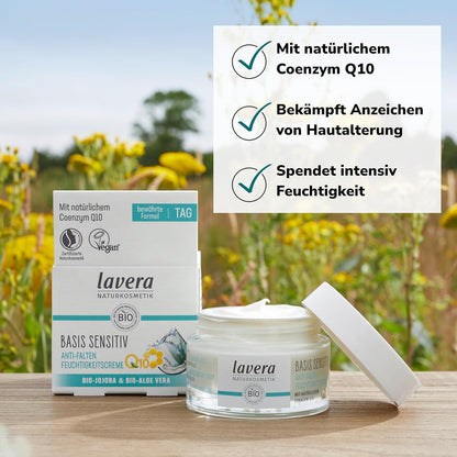 Lavera Feuchtigkeitscreme Q10 ∙ Reduziert Falten ∙ Spendet Feuchtigkeit ∙ anti Aging Tagescreme ∙ Tagespflege Vegan ✔ Bio ✔ Naturkosmetik ✔ Natural ✔ Kosmetik Gesichtscreme 1Er Pack (1X50Ml)