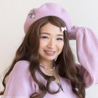 Stylish Japanese Kuromi Floral Beret - Embrace Your Unique Fashion!