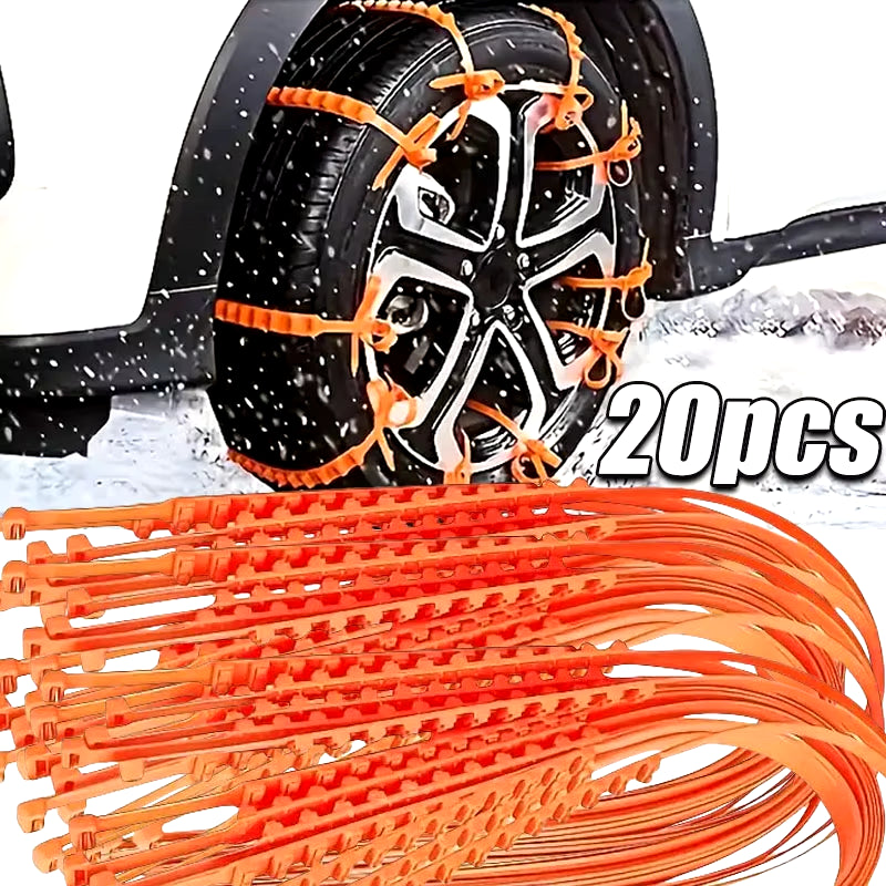 Winter Tire Anti-Skid Chains for Cars and Motorcycles - 10/20 Piece Set for Emergency Outdoor Use