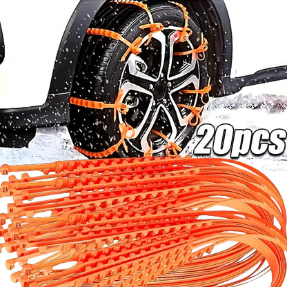 Winter Tire Anti-Skid Chains for Cars and Motorcycles - 10/20 Piece Set for Emergency Outdoor Use