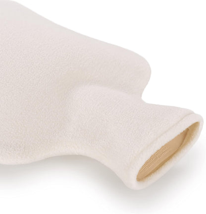 Indulge in Comfort: Luxurious Leak-Proof Blumtal Premium Hot Water Bottle with Plush Polar Fleece Cover - Elegant White Design