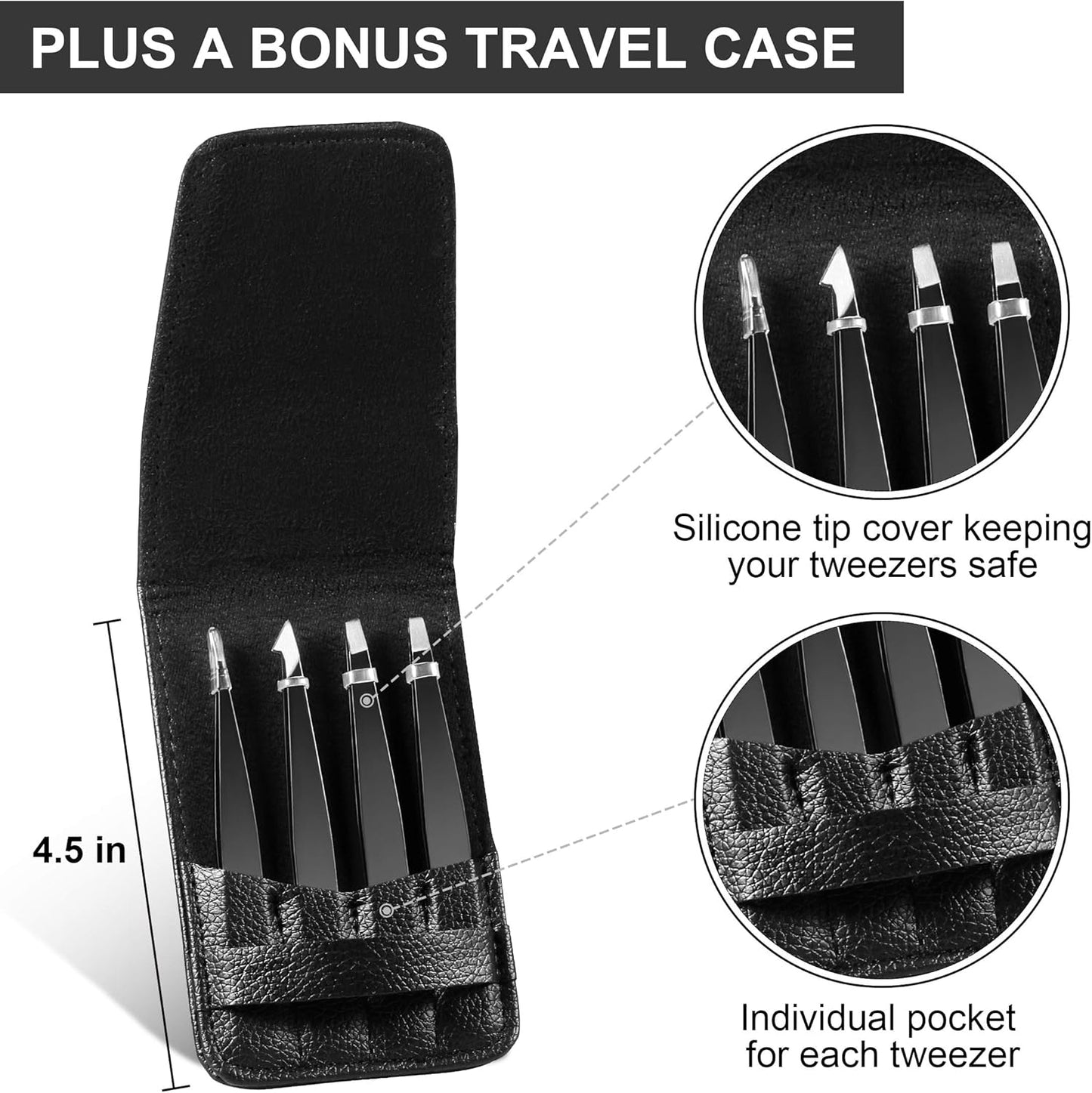 4X Pinzette Set Edelstahl - Farbig Augenbrauenpinzette Set Schere Pinzette, Gerade Schräge Spitze Zupfpinzette Splitterpinzette Spitzpinzette Für Frauen Und Männer