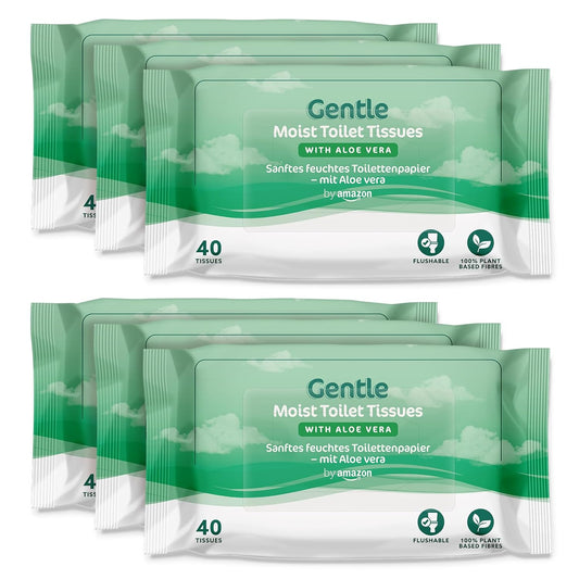 Sanftes Feuchtes Toilettenpapier mit Aloe Vera, Spülbar, 240 Blatt (6 Packungen à 40 Blatt) - Ehemals Presto!