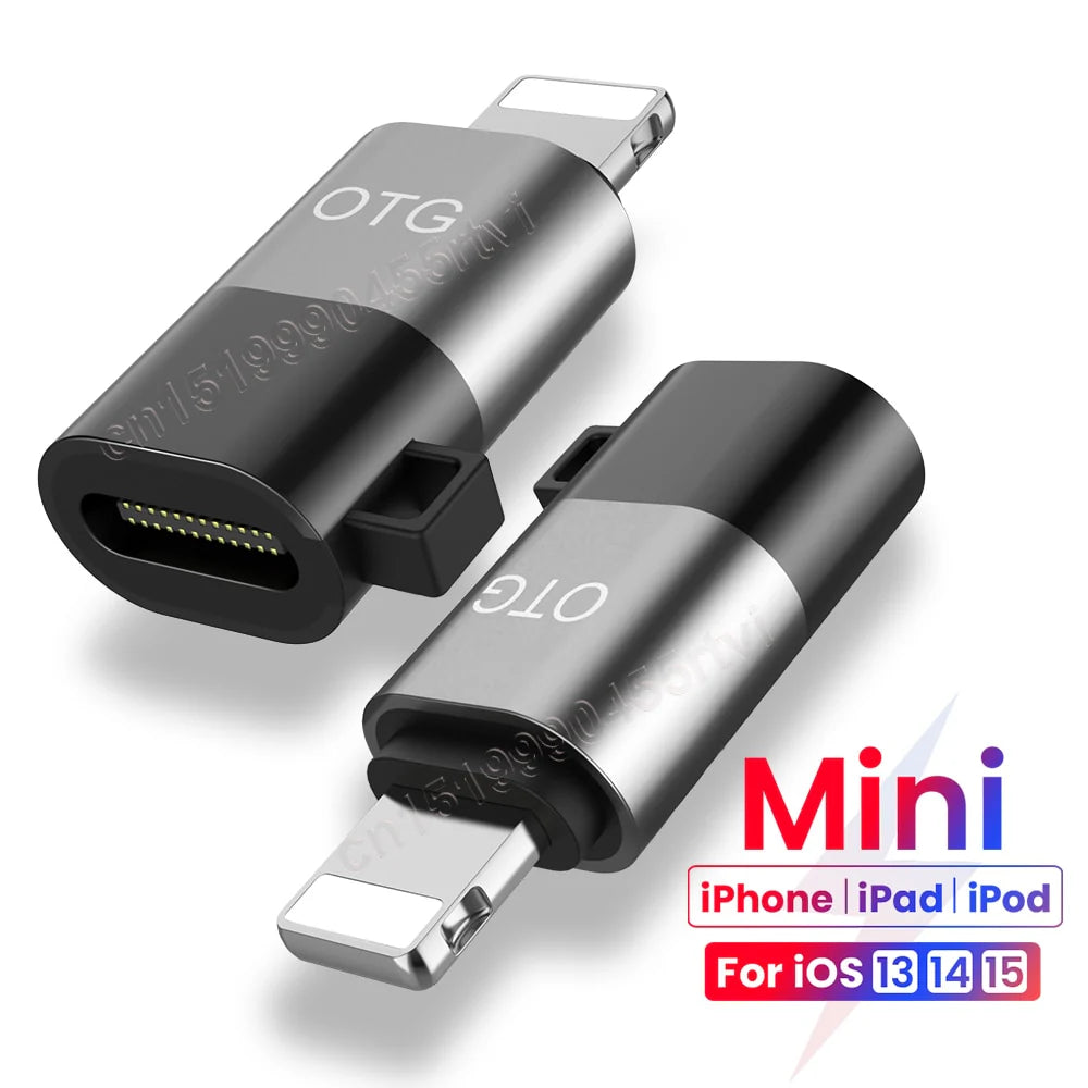 USB Type C to 8-Pin OTG Adapter for Iphone 13 12 11 Pro Max XR 2A Fast Charging Data Cable Converter for Earphone U Disk