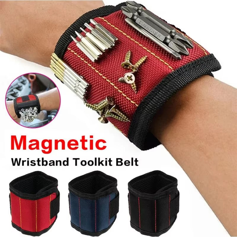 Magnetic Wristband Tool Holder for Screws, Nails, and Drilling Bits with Strong Magnets - Five Rows of Ten Magnets