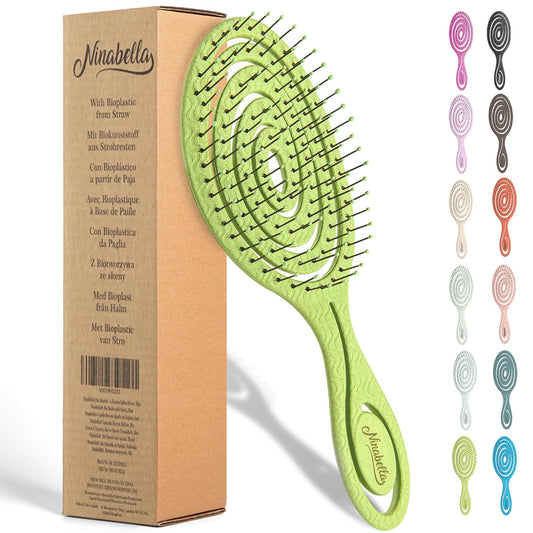 Ninabella Entwirrbürste - Sanfte Profi-Haarbürste für Locken & Langes Haar in Limetten Grün - Perfekt für die ganze Familie!