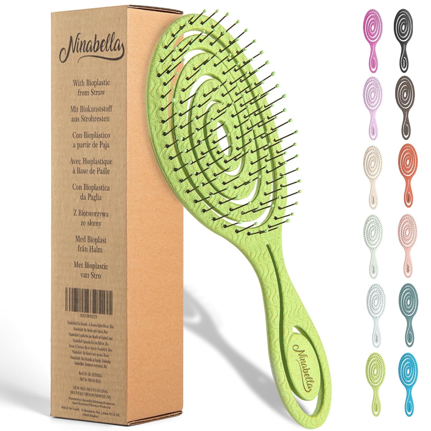 Ninabella Entwirrbürste - Sanfte Profi-Haarbürste für Locken & Langes Haar in Limetten Grün - Perfekt für die ganze Familie!