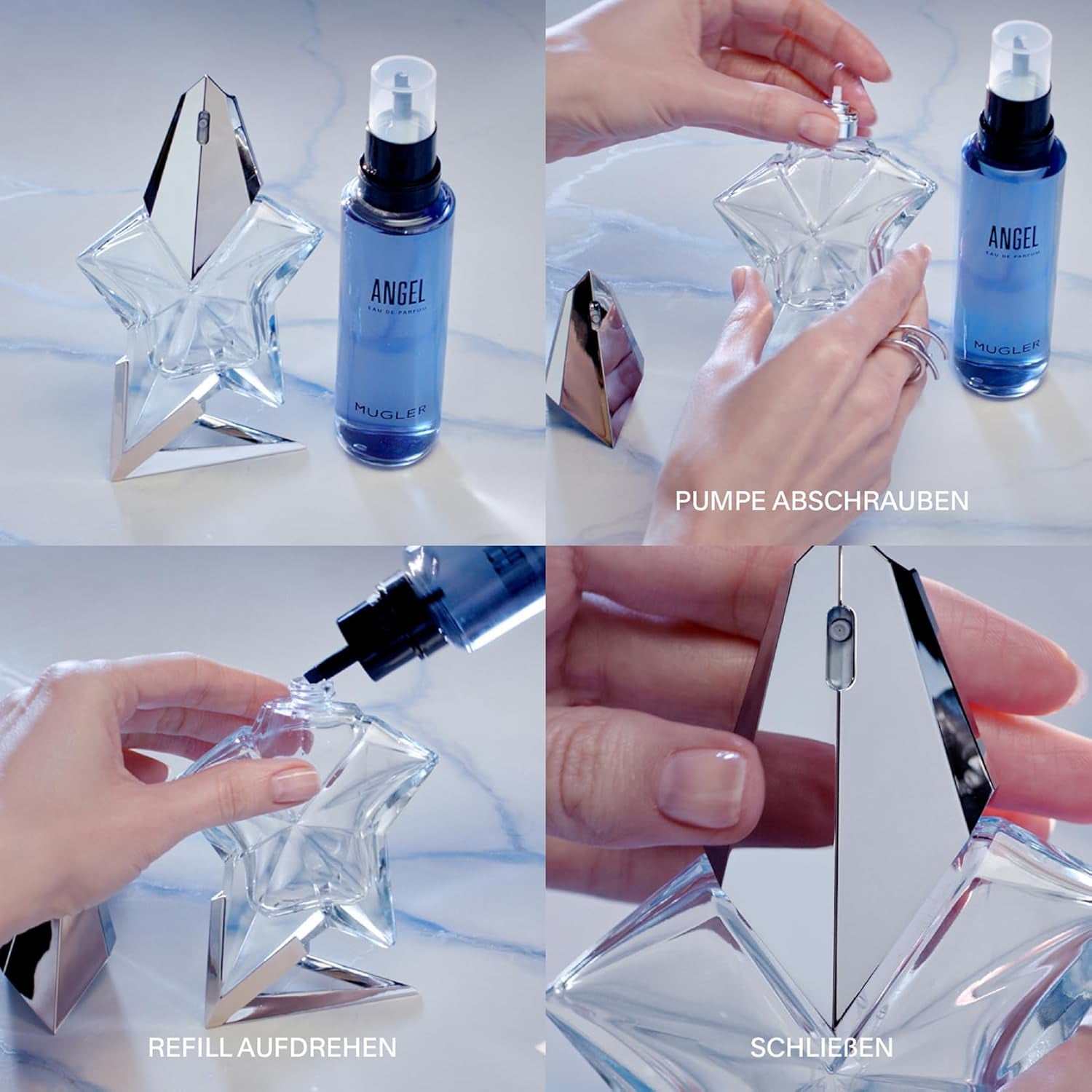MUGLER Angel Eau De Parfum, Damen-Parfum, Amberartiger Gourmand-Duft, Faszinierender Duft, Nachfüllbar