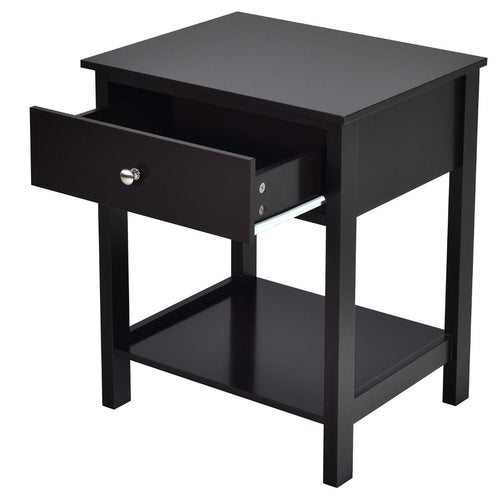 Nachttisch 2-Stufige Nachtkommode Moderner Nachtschrank Mit Schublade Schwarz
