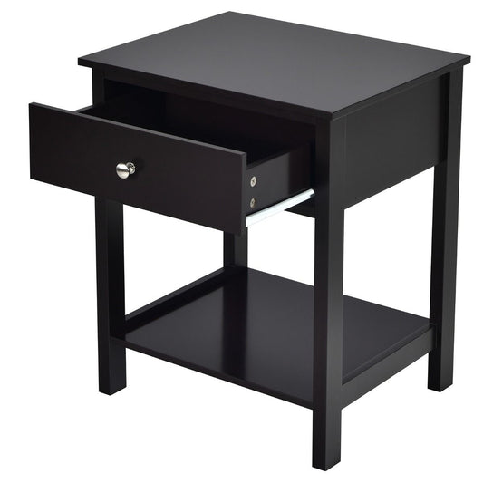 Nachttisch 2-Stufige Nachtkommode Moderner Nachtschrank Mit Schublade Schwarz