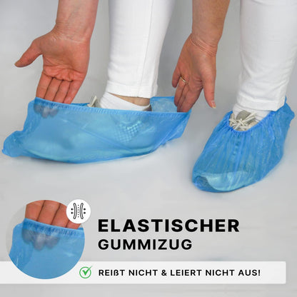 ARNOMED Einweg Schuhüberzieher - 200 Stück | Wasserdichte CPE Überschuhe, Latexfrei - Ideale Schuhschutz für Baustellen und Regen