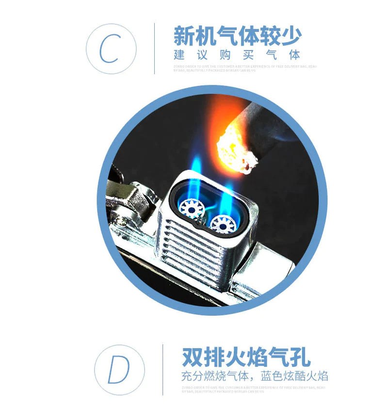 ZORRO Original Dual Fire Torch Lighter Gas Kerosene Jet Windproof Cigar Lighter Flint Movement Inflatable Lighter Liner DIY Tool