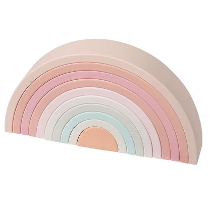 TYRY.HU BPA Free Rainbow Silicone Baby Building Blocks - 6-10 Pcs Soft 3D Educational Montessori Toys & Teething Gifts for Kids