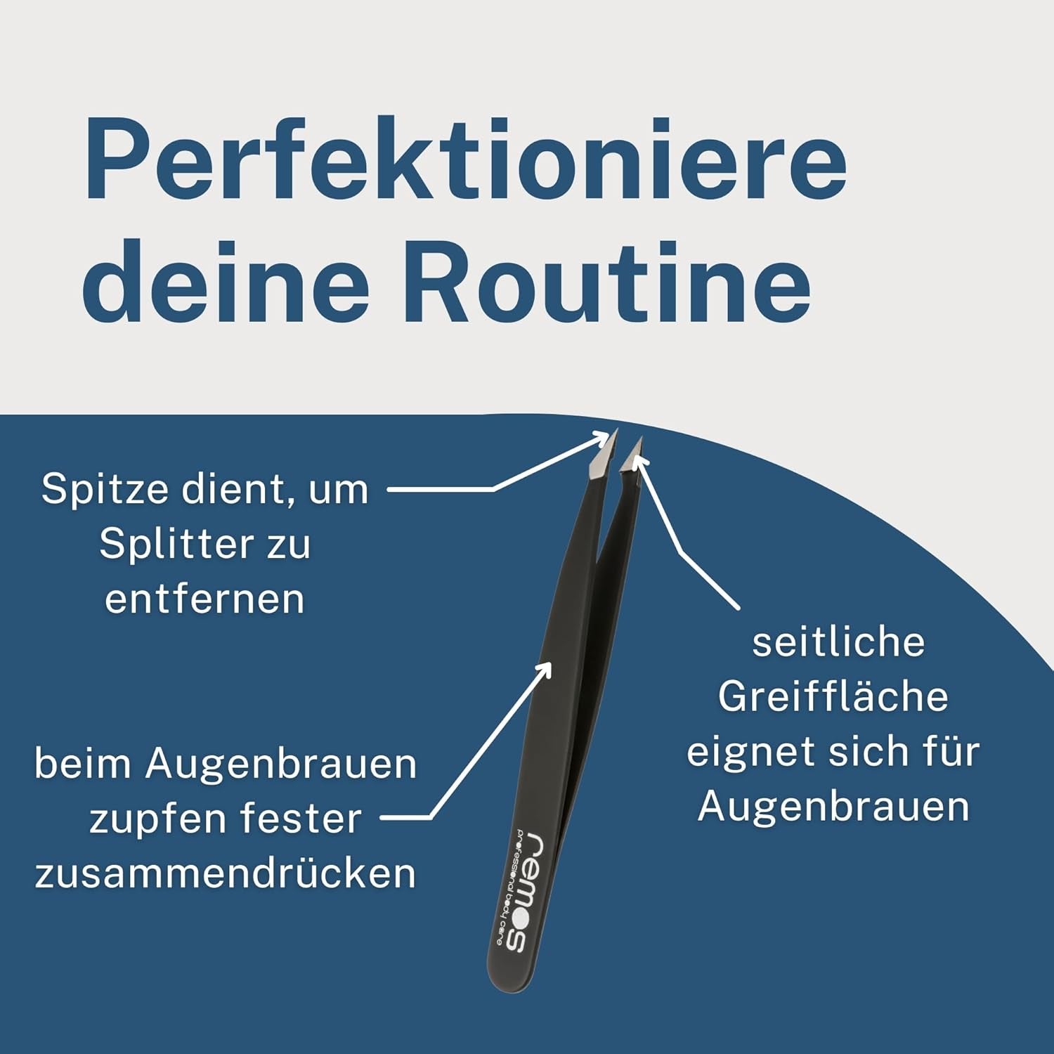 REMOS Kombipinzette Edelstahl [Inox]Rostfrei 9.5 Cm - 2In1 Für Splitter - Haare