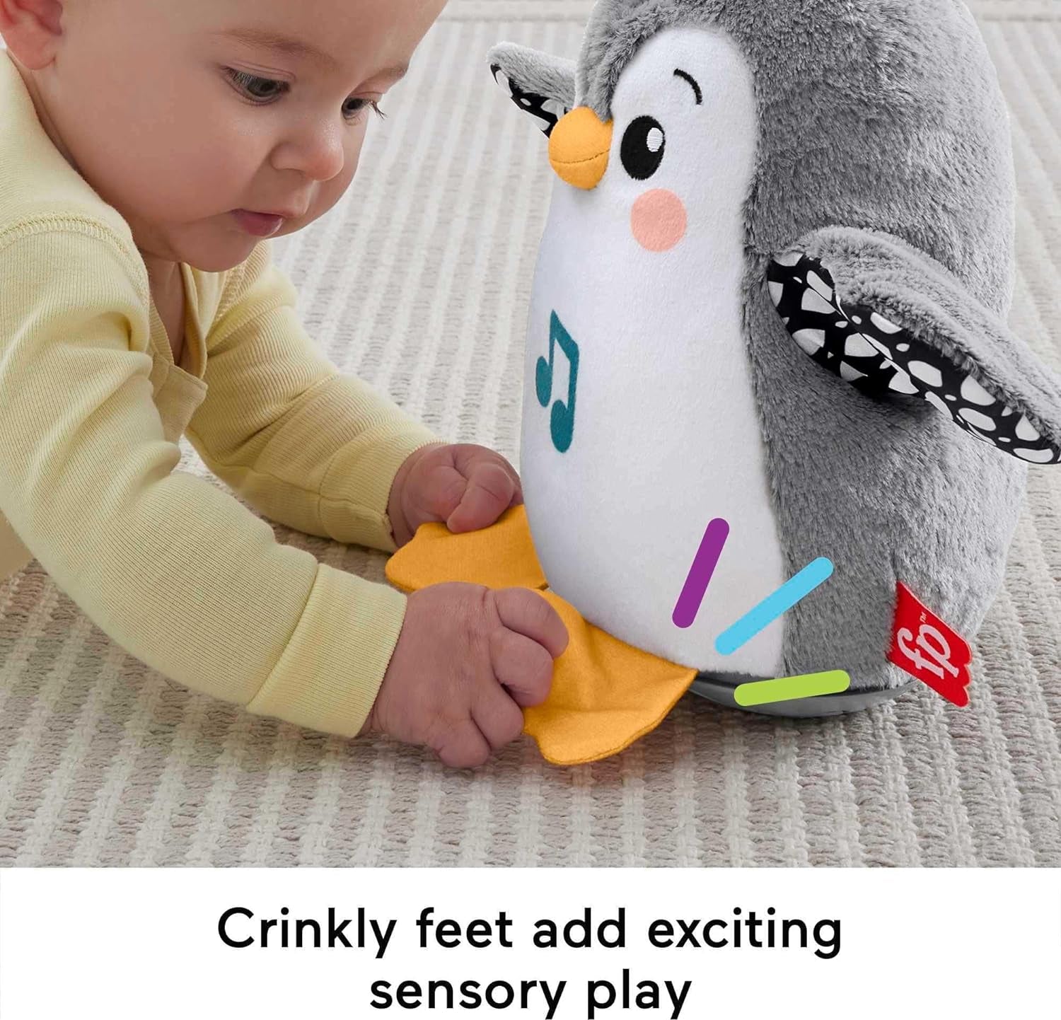 FISHER-PRICE Wackelnder Pinguin - Plüschspielzeug Für Babys Zum Spielen in Bauchlage Mit Musik Und Wackelnden Bewegungen, Fördert Seh-, Tast- Und Hörsinn, Für Babys Ab Geburt, HNC10