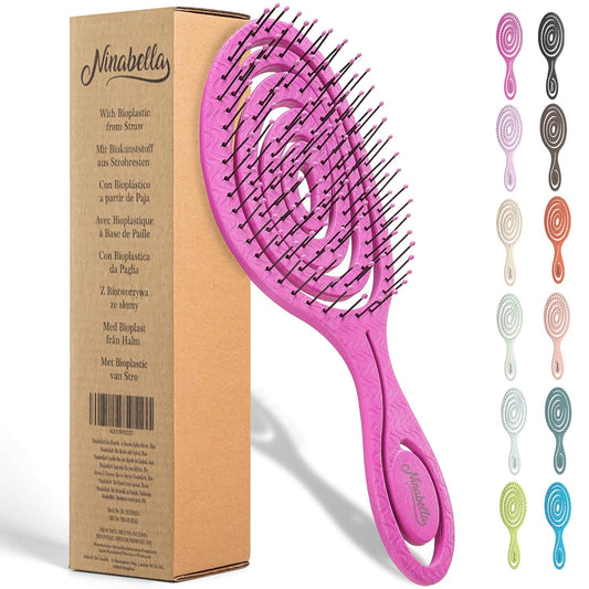 Ninabella Entwirrbürste - Sanfte Profi-Haarbürste für Locken & lange Haare in Pink – Ideal für die ganze Familie!