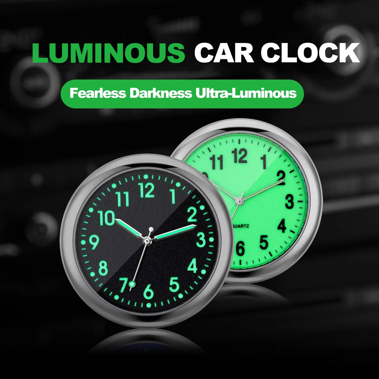 Luminous Mini Digital Car Clock - Stick-On Quartz Timepiece for Automotive Decor and Accessories