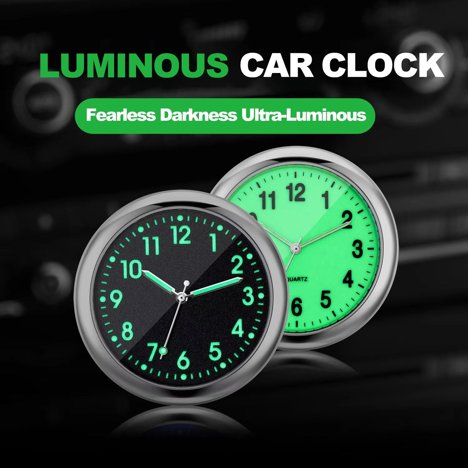 Luminous Mini Digital Car Clock - Stick-On Quartz Timepiece for Automotive Decor and Accessories