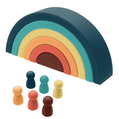 TYRY.HU BPA Free Rainbow Silicone Baby Building Blocks - 6-10 Pcs Soft 3D Educational Montessori Toys & Teething Gifts for Kids