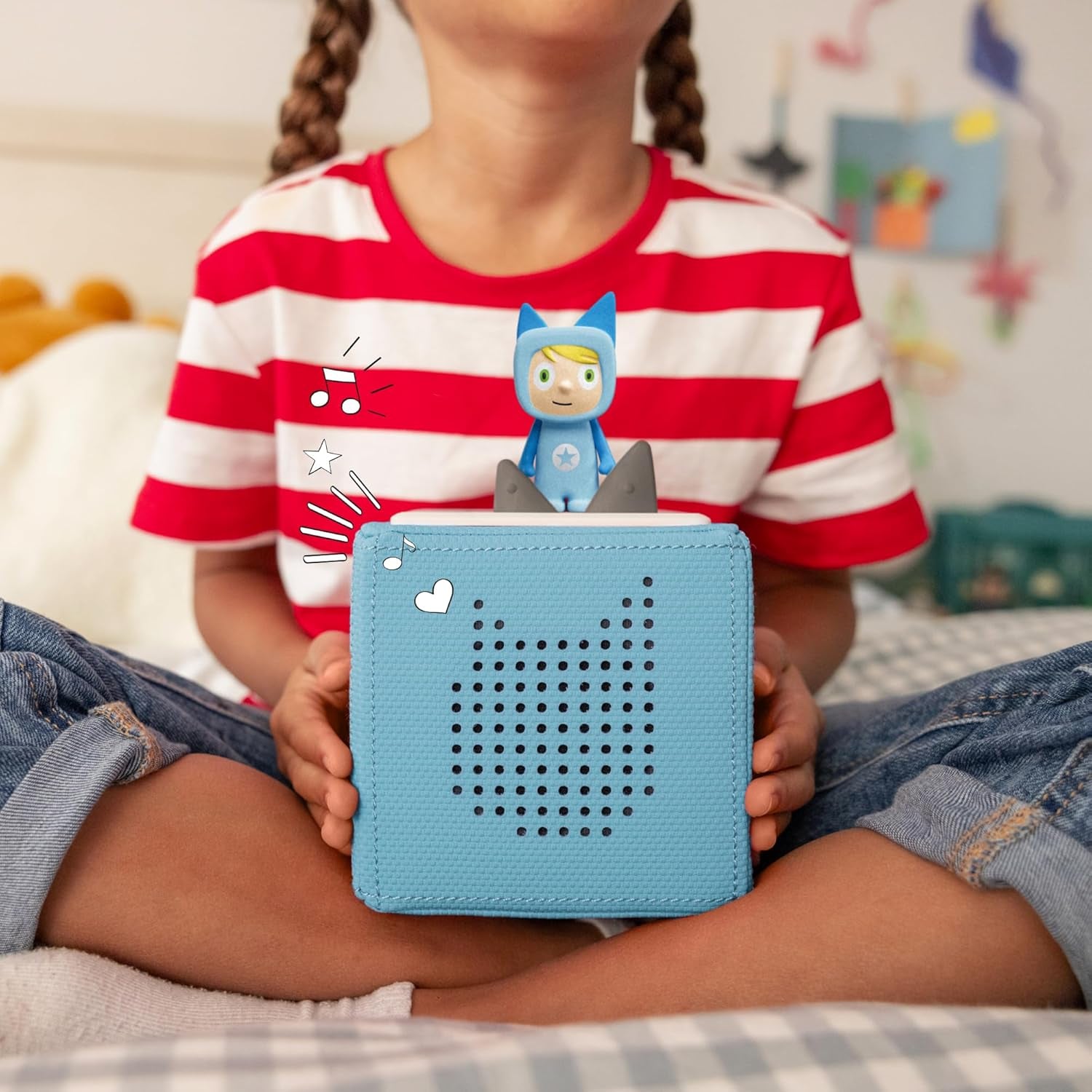 Tonies Toniebox Starter Set - Kabellose Musikbox mit Kreativ Figur für Kinder, 7 Std. Akku, Hellblau - Hörbücher & Lieder zum Entdecken!