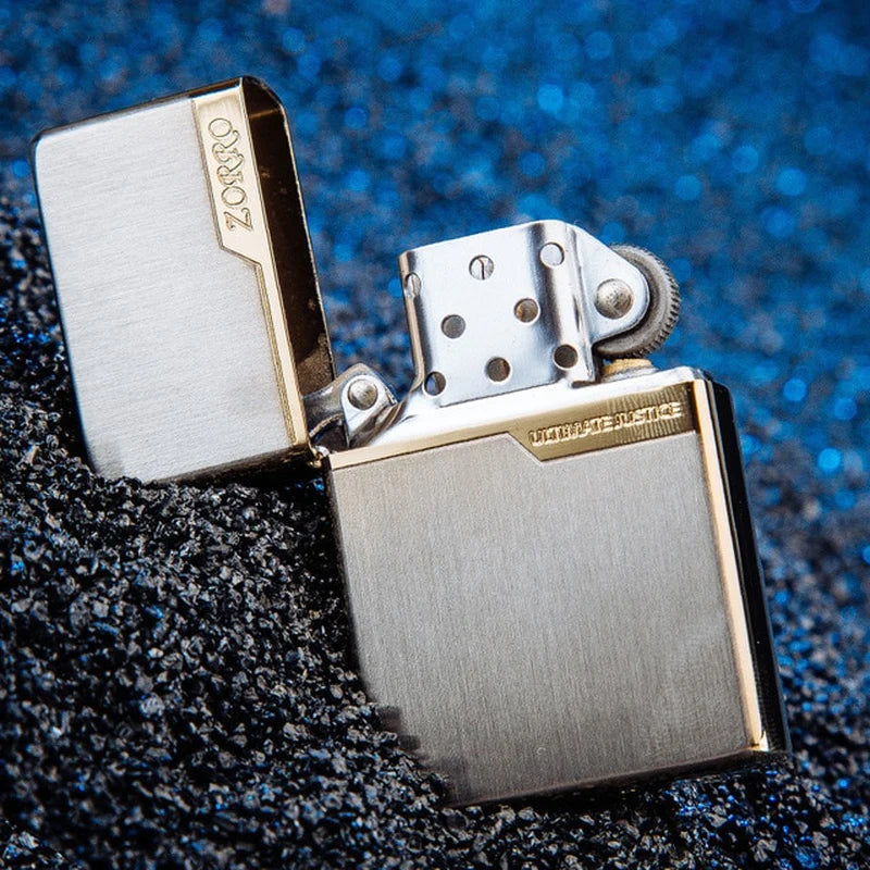 Zorro Original Copper Light Plate Gold Brushed Pure Copper Windproof Kerosene Lighter Narrow Machine Men'S Cool