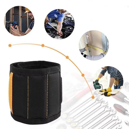 Magnetic Wristband Tool Holder for Screws, Nails, and Drilling Bits with Strong Magnets - Five Rows of Ten Magnets
