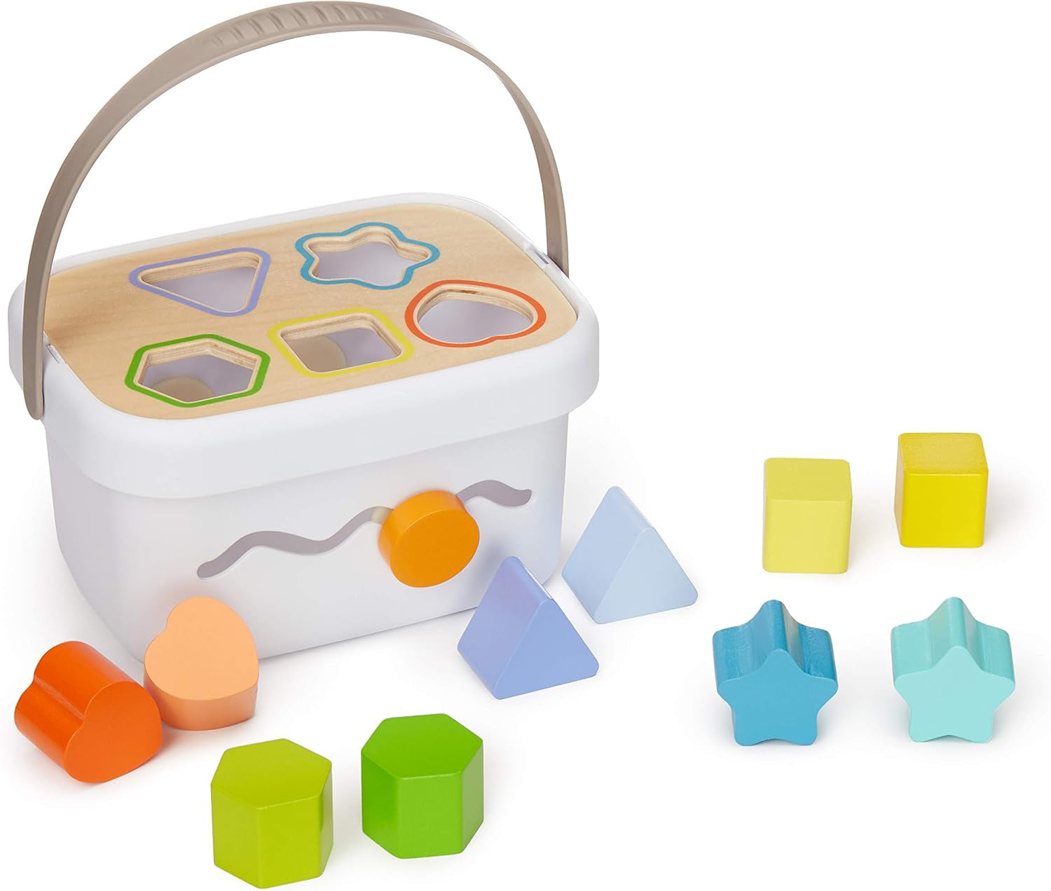 Amazon Basics Klassisches Holzspielzeug-Set mit Formensortierspiel und Regenbogen-Stapelspiel – 16 Teile, Mehrfarbig, Fördert Kreativität und Motorik