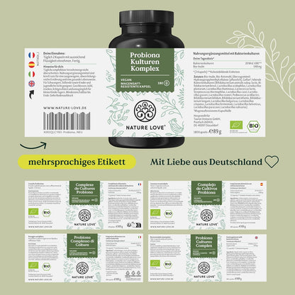 Probiona Komplex - Die Wichtigsten Bakterienstämme Für Deine Darmflora - 300 Mrd. Kbe/G - Magensaftresistent & Vegan - Mit Lactobacillus & Bifidobakterien, Hochdosierte 20 Mrd Kbe/Tagesdosis, 3 Monate