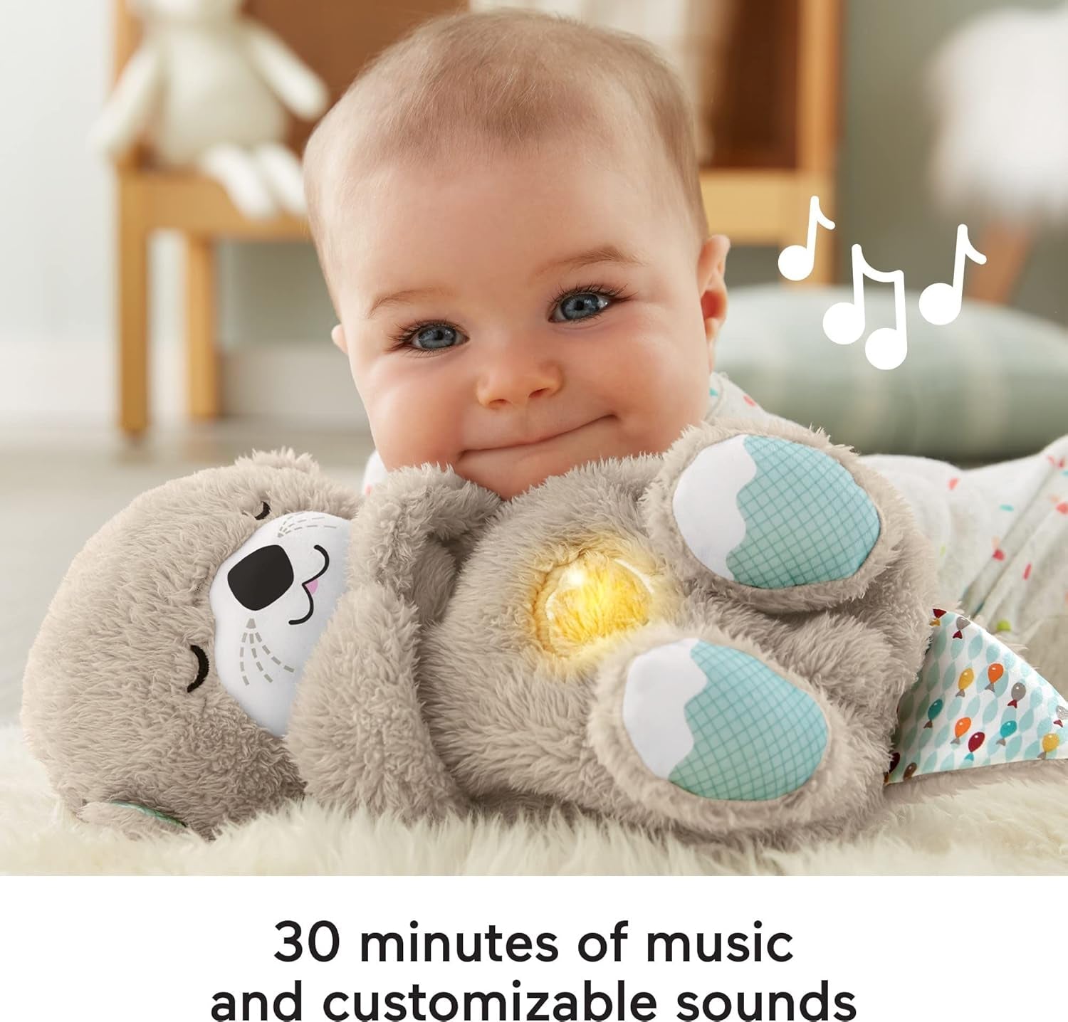 Fisher-Price Schlummer Otter Kuscheltier Mit Atembewegung Und Musik, Baby Erstausstattung, Neugeborene, Baby Spielzeug Ab Geburt, Babyparty Und Neugeborenen Geschenk, FXC66