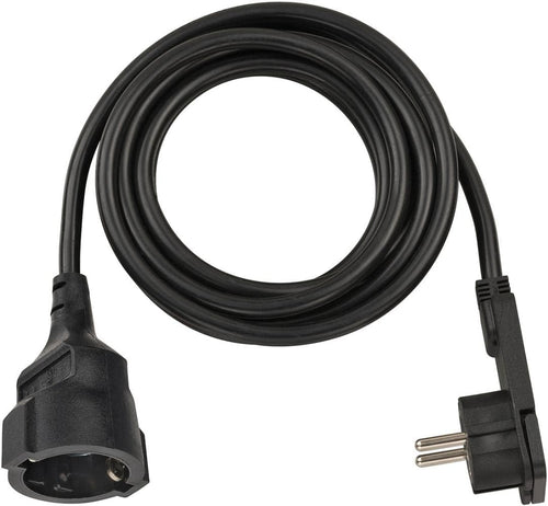 Brennenstuhl Qualitäts-Kunststoff-Verlängerungskabel Mit Flachstecker (Verlängerungskabel Flach Für Innen Mit 2M Kabel) Schwarz