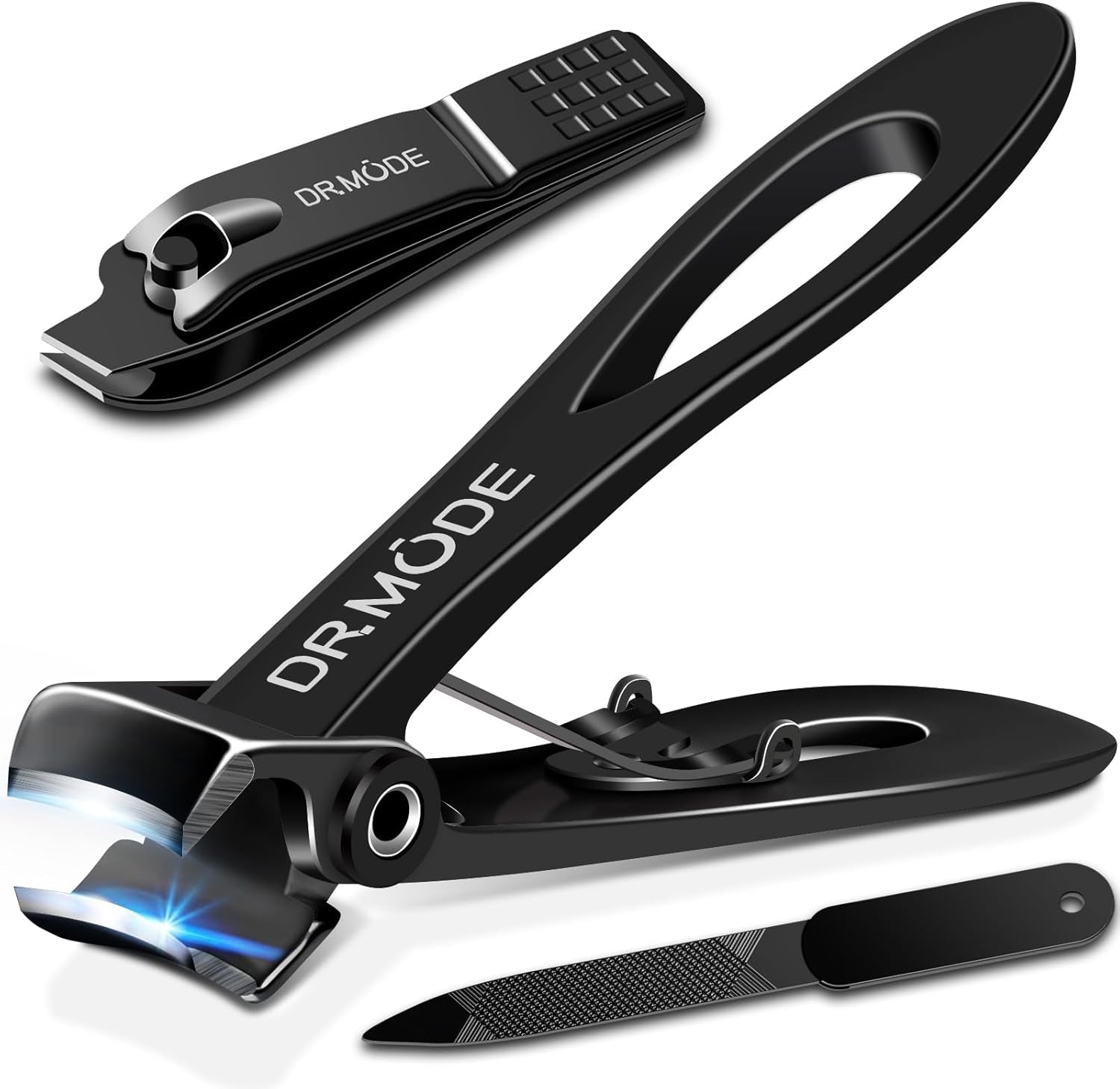 DRMODE Nagelknipser Set, Zehennagelknipser Für Dicke Nägel Mit Breiter Backenöffnung Und Scharf Gebogener Klinge, 360 Grad Drehbare Fingernagelknipser, Nagelschneider Mit Langem Griff Für Männer