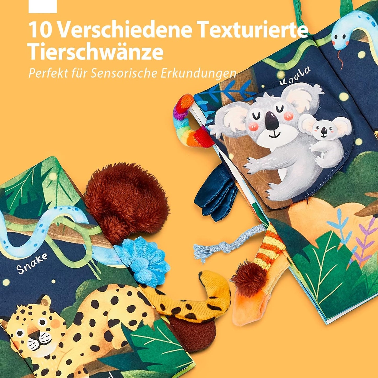 Hahaland 3D Sensory Soft Fabric Crinkle Quiet Book - Ideal Gift for Infants (0-6 Months)